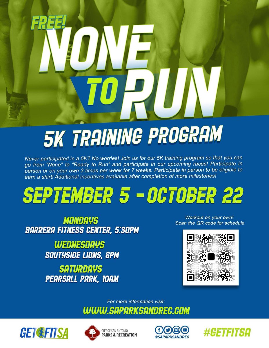Never participated in a 5K? No worries! Join us for our 5K training program so that you can go from “None” to “Ready to Run” and participate in our upcoming races! 🙌 Participate in person to be eligible to earn a shirt! 👍 Additional incentives available after completion. 🌿