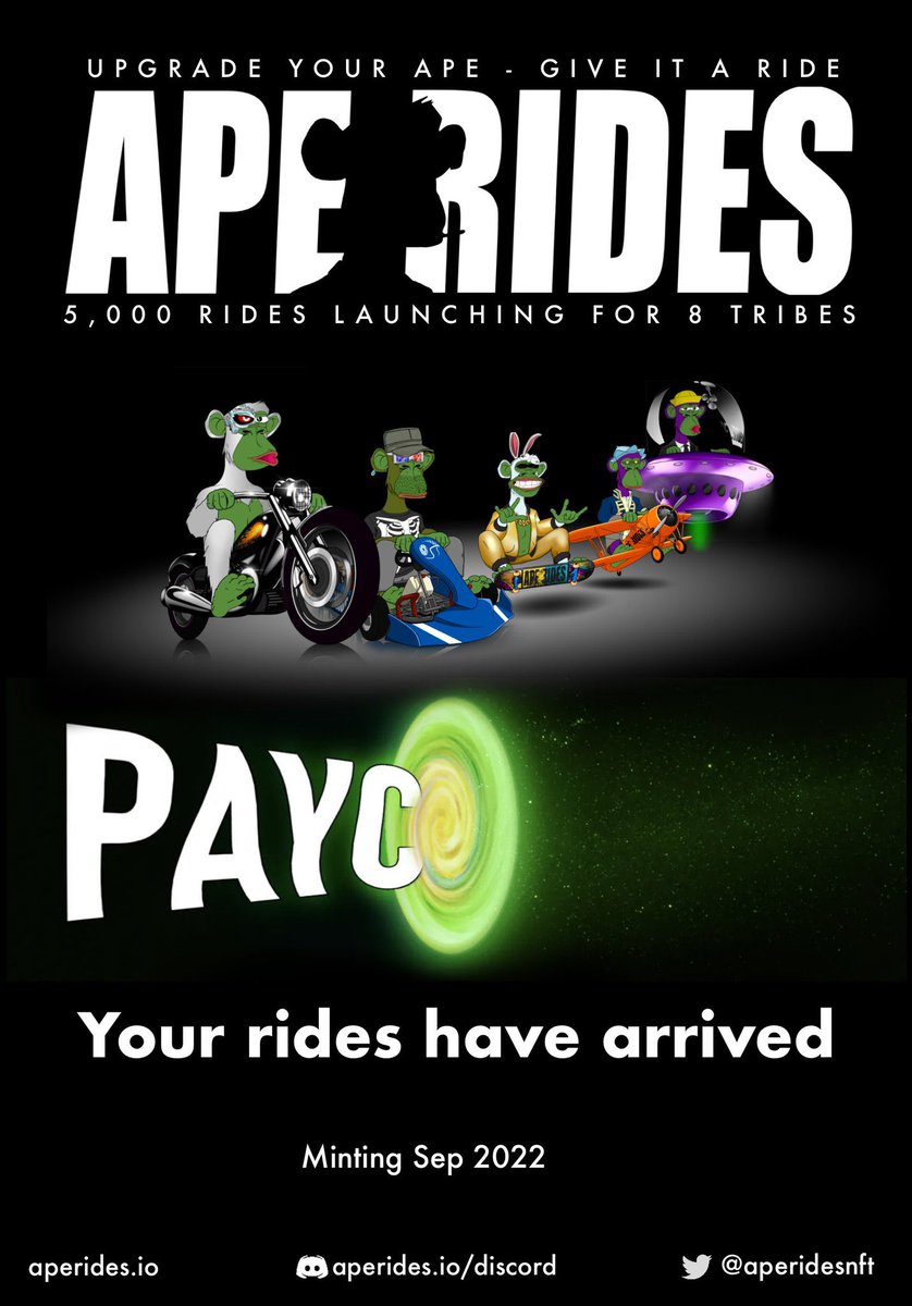 Pepe Ape Yacht Club (@pepeapeyc) on Twitter photo We are excited to announce our partnership with <a href="/ApeRidesNFT/">ApeRides</a> so we are giving away a <a href="/PepeApeYC/">Pepe Ape Yacht Club</a> NFT on this post!!
🐸like + retweet
🐵follow <a href="/PepeApeYC/">Pepe Ape Yacht Club</a> and <a href="/ApeRidesNFT/">ApeRides</a>
🚀Tag 3
Winner will be announced in 48hrs!!! We are excited to announce our partnership with <a href="/ApeRidesNFT/">ApeRides</a> so we are giving away a <a href="/PepeApeYC/">Pepe Ape Yacht Club</a> NFT on this post!!
🐸like + retweet
🐵follow <a href="/PepeApeYC/">Pepe Ape Yacht Club</a> and <a href="/ApeRidesNFT/">ApeRides</a>
🚀Tag 3
Winner will be announced in 48hrs!!!
