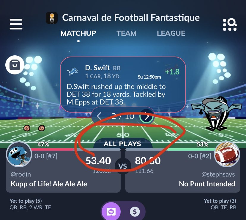 Rodin_El's tweet image. ⁦@SleeperHQ⁩ I’m able to see all plays as commissioner, but no one else in my league can see it. How can everyone see play-by-play breakdowns?