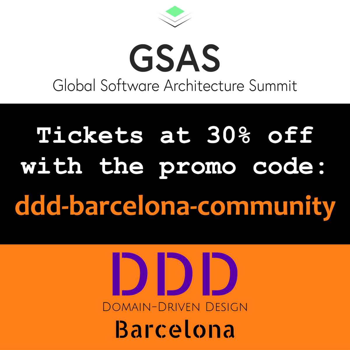 dddbcn's tweet photo. @gsas_io planned for 3-4 October in Barcelona will feature workshops and technical talks from #DDDesign experts and many more. Use the code ddd-barcelona-community to get a 30% discount!
#DDD #DomainDrivenDesign #SoftwareArchitecture #GSAS #GSAS2022 https://t.co/YlGiFe8x7E