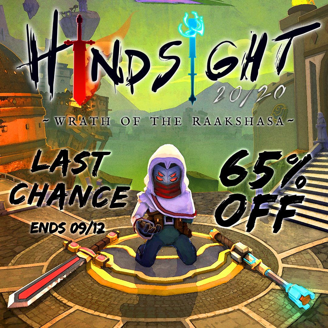 ⚠️ LAST CALL! ⚠️

Get 65% off Hindsight 20/20 - Wrath of the Raakshasa on #XboxOne and #XboxSeriesX until 09/12!

👉 hindsight2020thegame.com

#indiegame #indiedev