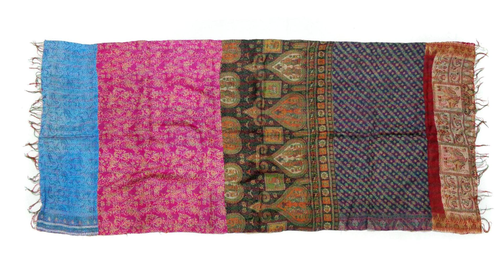 Handmade patchwork long Silk Kantha Scarf Neck Wrap Stole Dupatta Hand Quilted Women Bandanas headband KT01