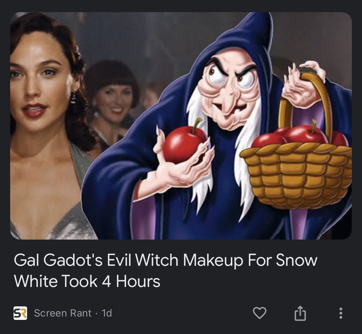 mediumgreen's tweet image. in hollywood news, @GalGadot is so pretty, it takes 4 hours to make her look like a witch. can’t they just give ugly people acting roles and save themselves the time and effort?
