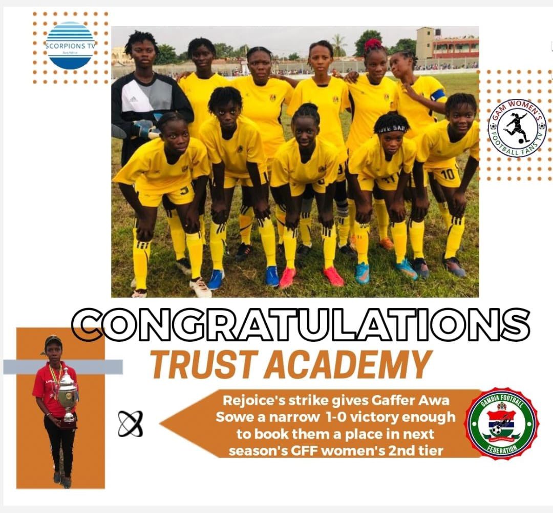 GamWomen's tweet photo. Massive congratulations to TRUST Football Academy for being the CHAMPIONS of @KMRFA Womenβs 3rd Division League 2021/22 season.
#ItsTimeItsNow https://t.co/PUPz8Dbl0b