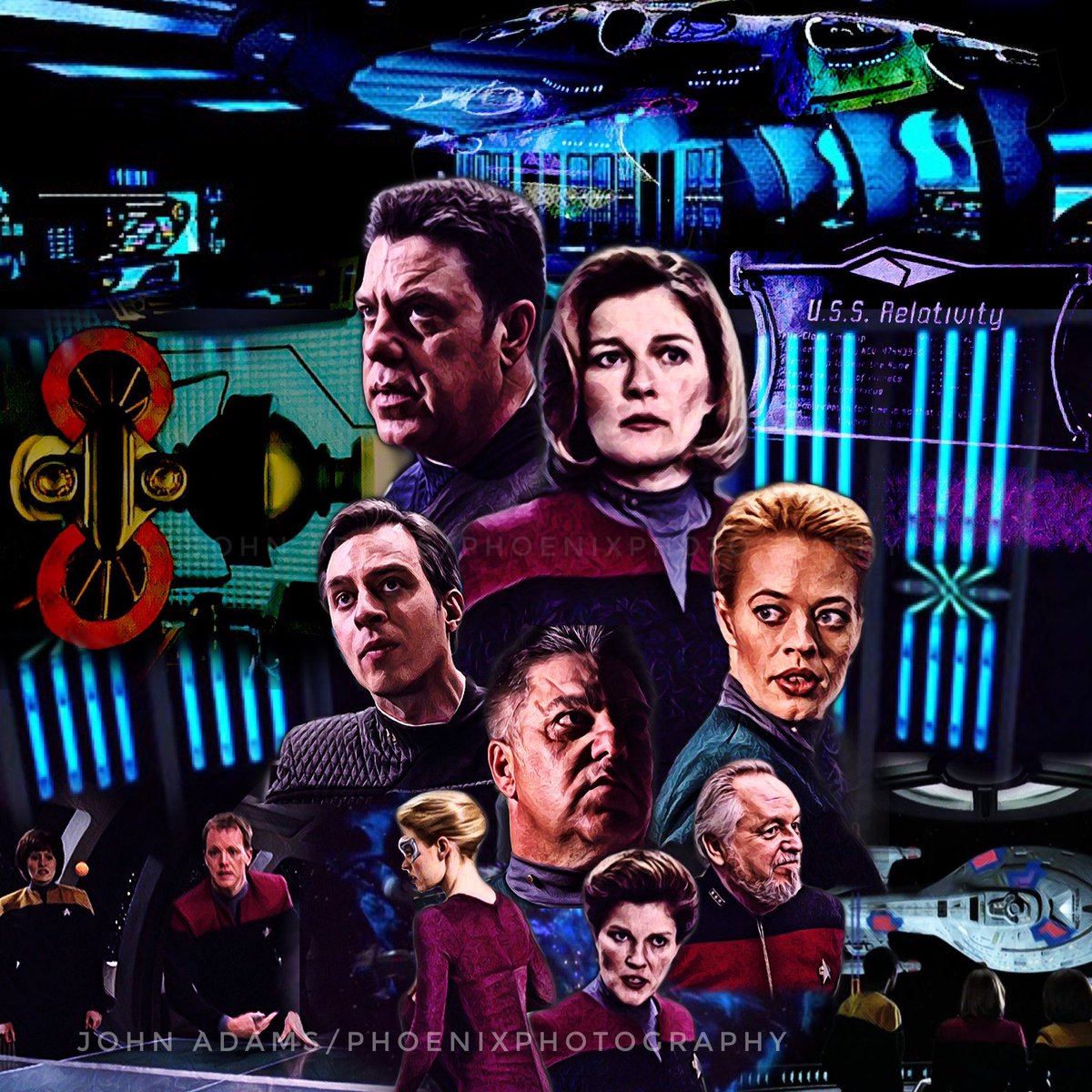 A more graphic homage to the #StarTrekVoyager ep “Relativity.” #StarTrekDay #StarTrekDay2022 #startrek #StarTrekFanart #startrekart #fanart #digitalart #scifiart @StarTrekFanPage @StarTrek @ArtofTrek @WarpFactorTrek #brucemcgill #davinmatthews #jaykarnes #KateMulgrew #jeriryan