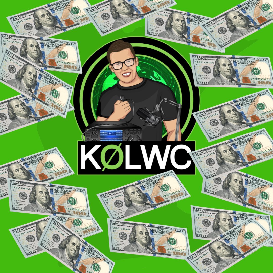 K0LWC's tweet photo. Want some #HamRadioInflationReduction? 

Retweet this and you’ll be entered to win a KØLWC sticker and crisp $100 bill sent to you. 

Winner chosen 9/18! | #HamRadio https://t.co/QsD29wyjUo