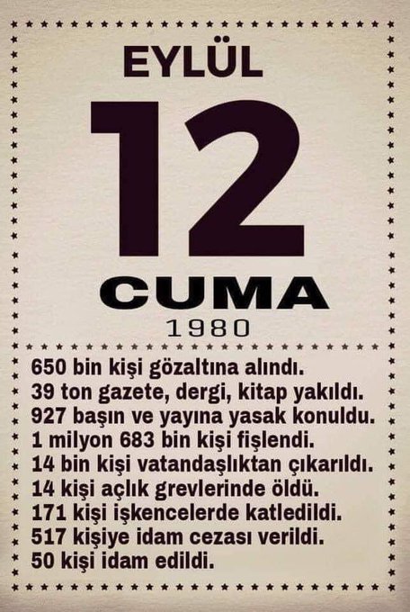 Kahrolsun FAŞİZİM ve Yerli İşbirlikçileri....✌ #12Eylül1980 #12EylülDarbesi #12Eylül