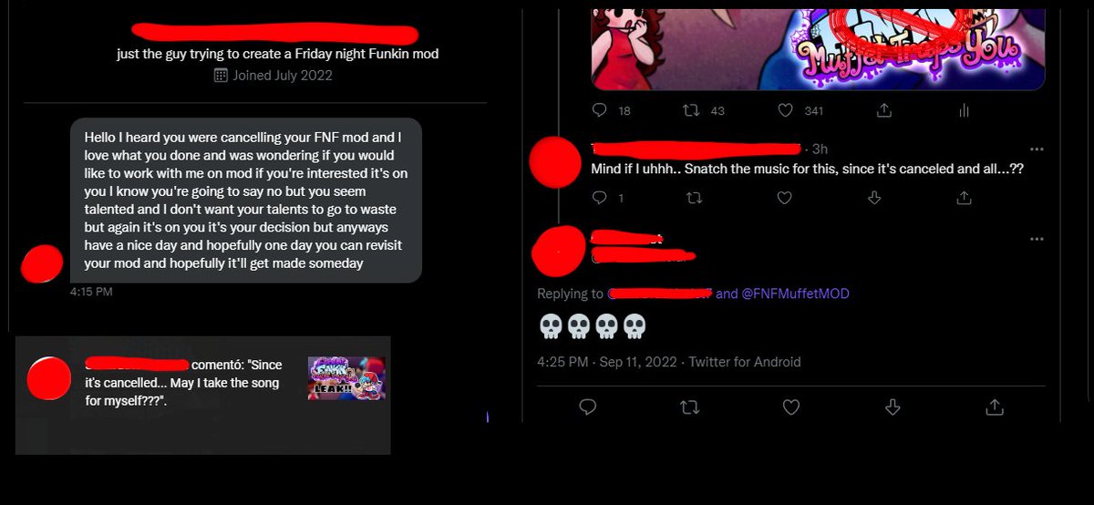 FNFMuffetMOD's tweet photo. No.
Please stop asking. 

I wont work on any fnf again in a long long time and also stop asking for the songs what the hell https://t.co/9E4tN7OAE9