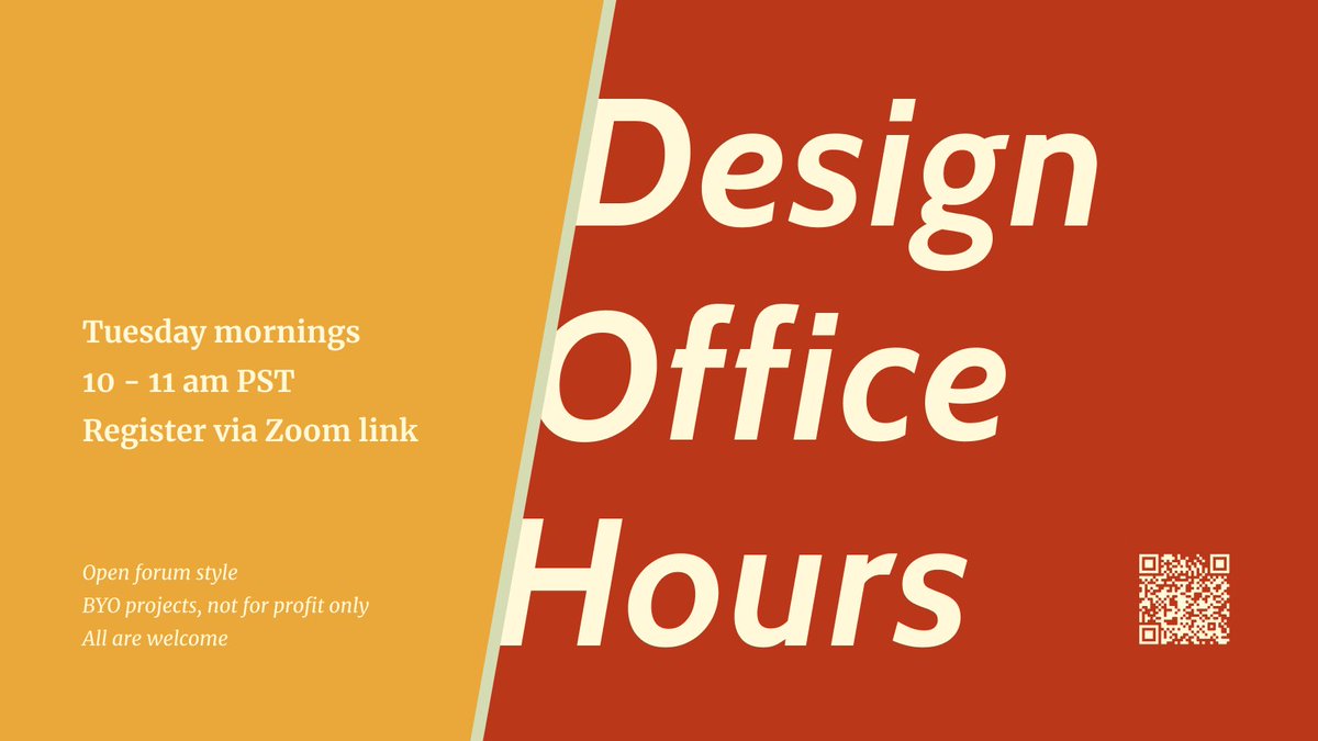 Are you a researcher/student looking for design help on posters, decks, your work at large? Stop by Design Office Hrs every Tues morning for a BYO project, open forum style way to up your design + communication game! usfca.zoom.us/meeting/regist… #AcademicTwitter #sciencetwitter