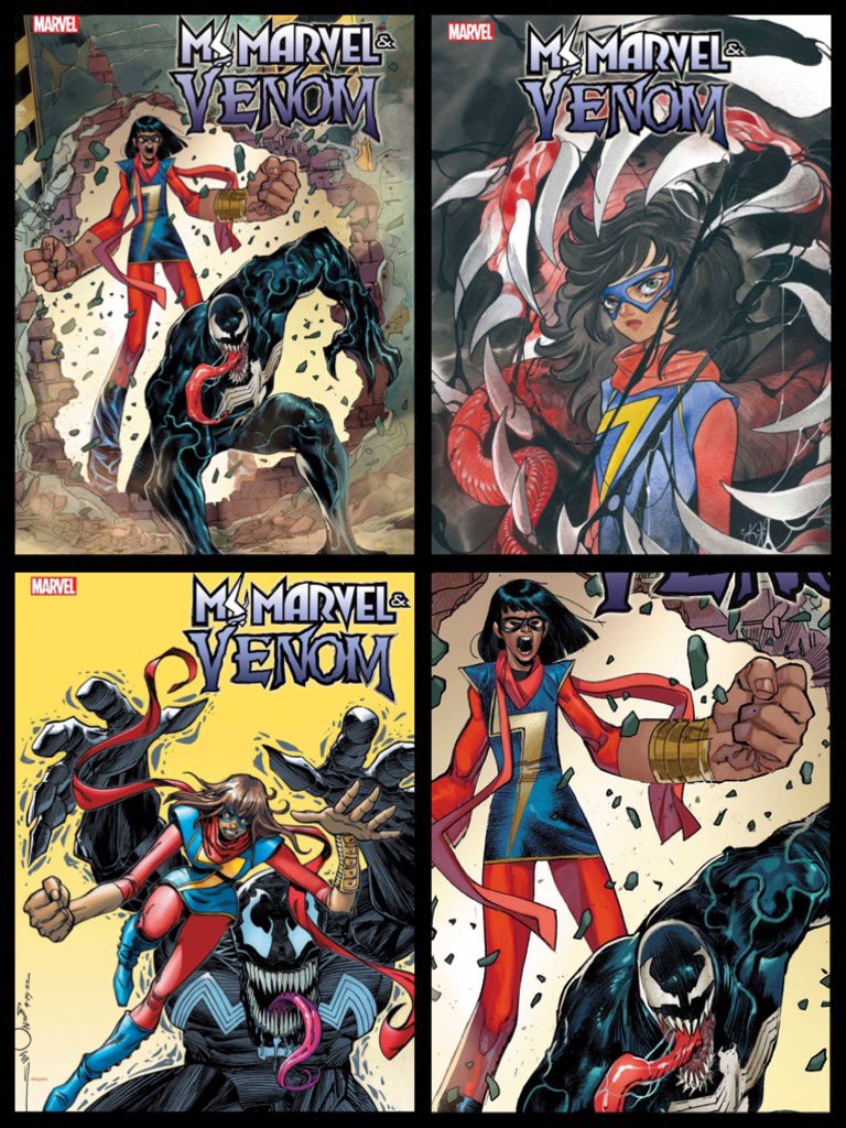 New ✨#MarvelCosmic✨ #comics this week for #NCBD (9/14/22)
✨
#MsMarvel and #Venom #1
✨
W-#JodyHouser,A-#DaveWachter
✨
A-#SaraPichelli
B-#PeachMomoko
C-#WalterSimonson
✨
#KamalaKhan #DylanBrock #Marvel #MarvelComics