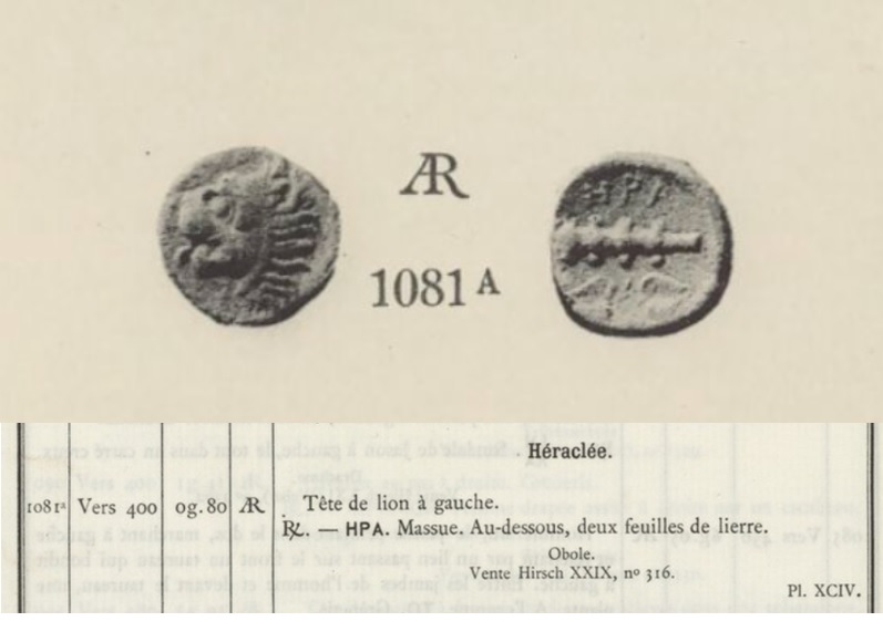 JJNumismatics's tweet photo. Thessaly, Herakleia Trachineia AR Obol (10mm, 0.81g), early-mid 4th BCE.
Head of lion.
HPA, Club, ivy leaves.
Ex Gilman, BCD, Jameson, Lambros Collections
[ALT button = details, references, bibliography (Lambros &amp; Jameson), provenance/#ObjectBiography, c. 1907-2022]
#Numismatics https://t.co/ap4IsFqH6r