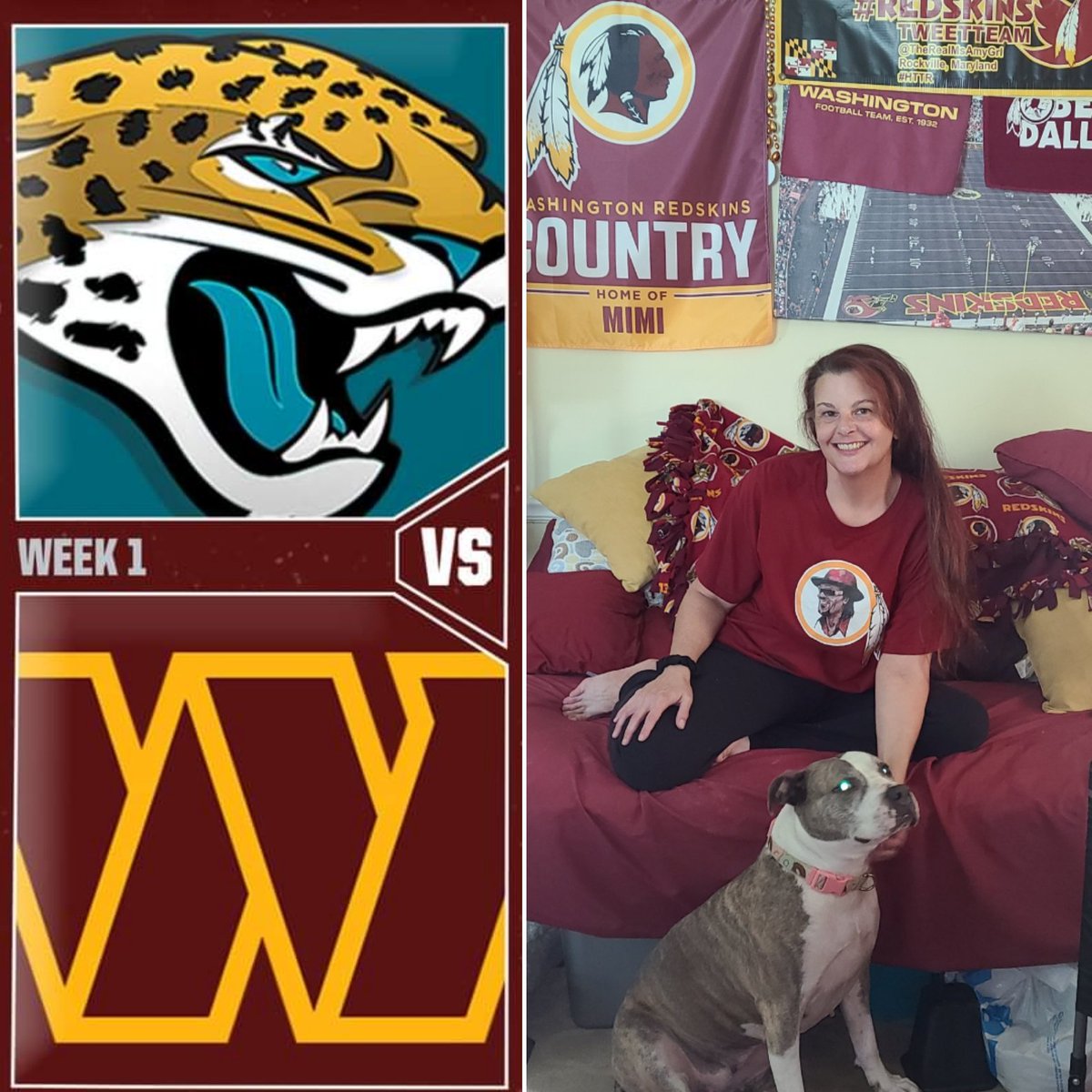 TheRealMsAmyGrl's tweet photo. Lady Sadie & I are game time readyπ. The @Commanders debut. Let's see if the new name brings good things our wayπ€π½ππ½. LETS GO WASHINGTONβΌοΈ
#ItsFootballTime #JAXvsWAS #NFL #HTTC #DCTweetTeam
#TheMimiCave #Lady_Sadie_Pretty_Pitty
#ChuckBrown https://t.co/mkqVRsqL7I