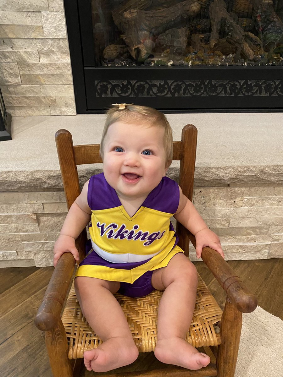 katie_ayersman's tweet photo. Ready for some @Vikings football today! Brynn is clearly excited for her first game day! 💜🏈 @KyleAyersman https://t.co/jnAIrg6kWw