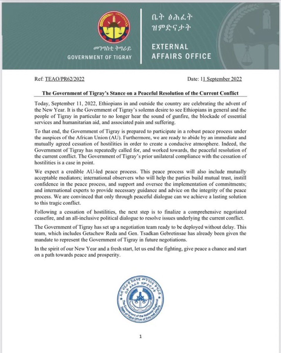 fikeradi's tweet photo. Once more,TPLF seems to have lost this round of war itself instigated and broke a truce that sustained for one year. Z question now is: is this a strategy to gather momentum for another and possibly last round of war or a genuine submission of military power to the FED forces.1/2 https://t.co/nGHQnYOTVy