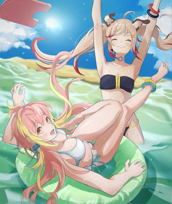 ではまた来年!おティティヒー!!#ひかるい海タイム #ひら画な #あとるい絵 