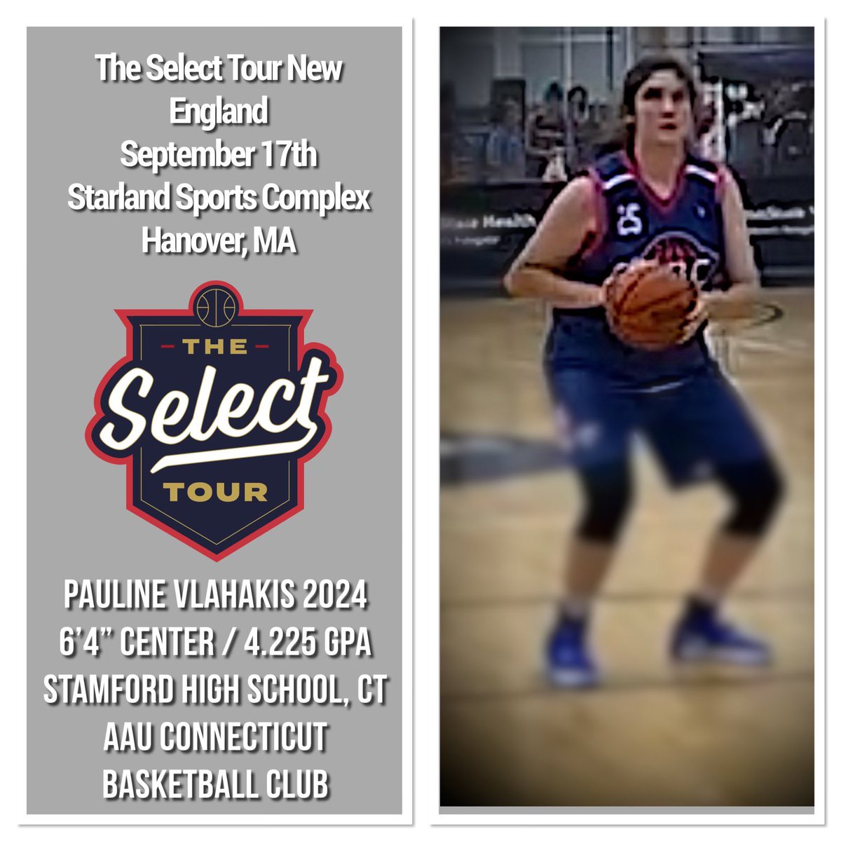 PaulineVlahakis's tweet photo. COACHES HEADS UP
Honored & excited to be participating in #TheSelectTour this Saturday, 9/17
Live stream @BeTheBeastBTB https://t.co/0lVk0qGPMV
@selecteventsbb @makingwavesinwb @BashHoopsNE @girlscbc @stamfordgbball @AAU_basketball @CT_Girls_BBall @agent67bball https://t.co/Lk4buF1Hw8