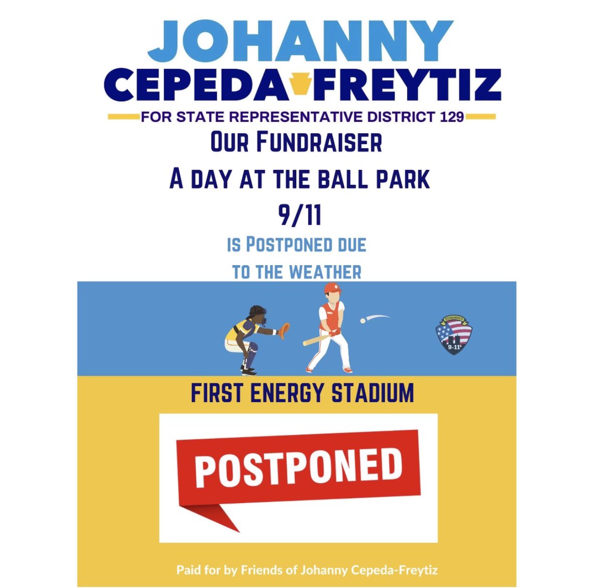 Unfortunately, our “A Day at the Ball Park” fundraiser today has been postponed until further notice due to the weather. Stay tuned for updates.