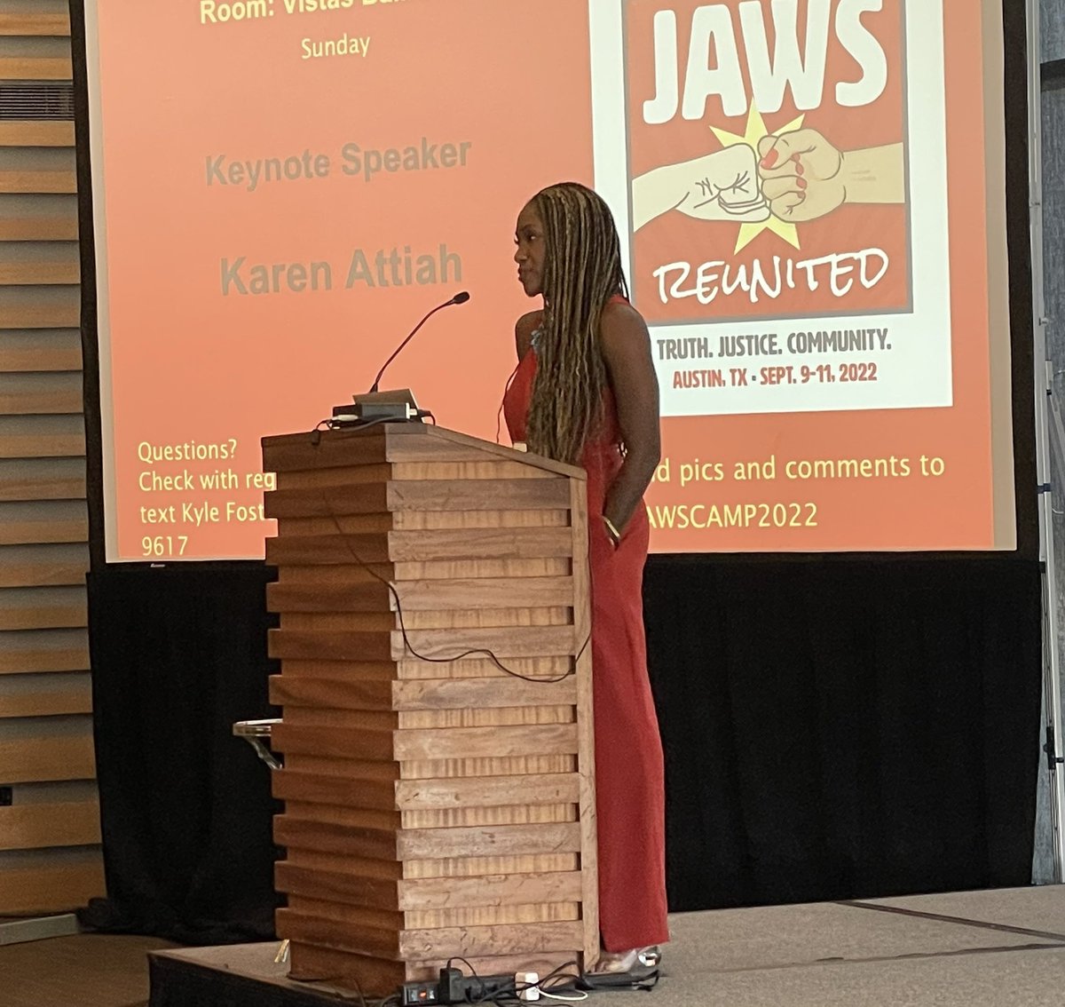 “Our bodies are political battlegrounds .. in this moment, we do not have the luxury of objectivity.” <a href="/KarenAttiah/">Karen Attiah</a> <a href="/washingtonpost/">The Washington Post</a> As writers, we have the power to afflict the comfortable and we should use it. “But it is going to be OK.”<a href="/womenjournos/">JAWS</a> #JAWSCAMP2022