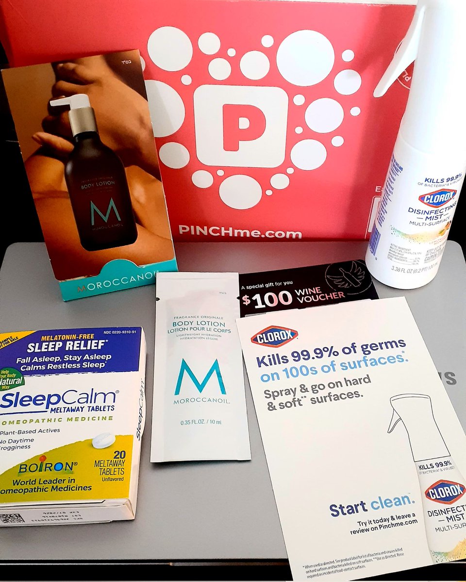 nicasio_sheila's tweet image. Thank you! @pinchme ❤❤
#Pinchme #happypincher #freesamplesbymail #freebies #clorox #disinfectingmist #Moroccanoil #boiron #sleepcalm #nakedwines #samples #gotitfree
