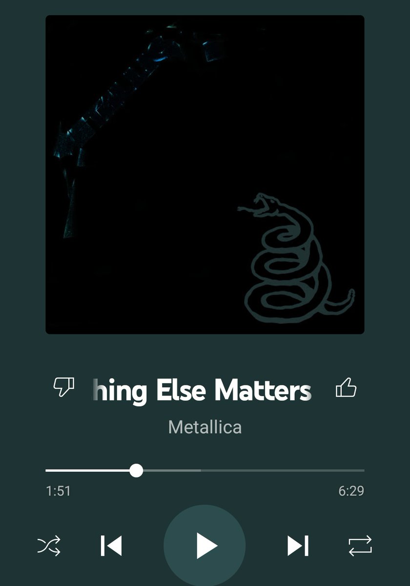 Yeni şarkı tavsiyesi: 
@Metallica - Nothing Else Matters
•°•°•°•°•°•°•°•°•°•°•°•°•°•°•°•°•°•°•
'Never cared for what they do
Never cared for what they know
But I know'

#şarkı #ŞarkıTavsiyesi #music #müzik #song