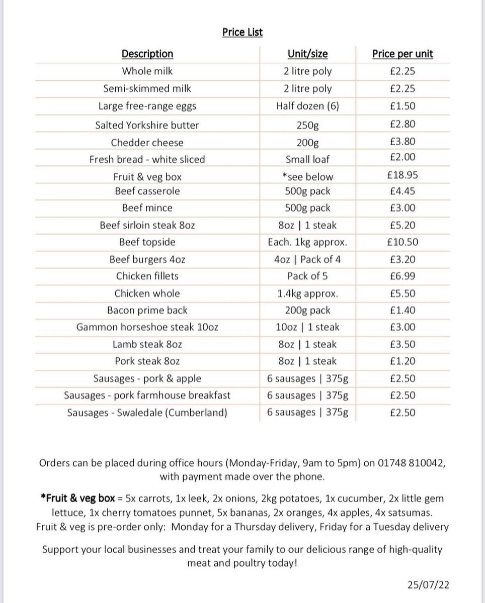 Have you seen our doorstep delivery service. Free delivery on orders over £30 in Bedale, Richmond, Darlington and Northallerton
.
.
.
.
#doorstepdelivery #yorkshiredalesmeat #meatinthemail #essentials #millclosefarmshop #groceries