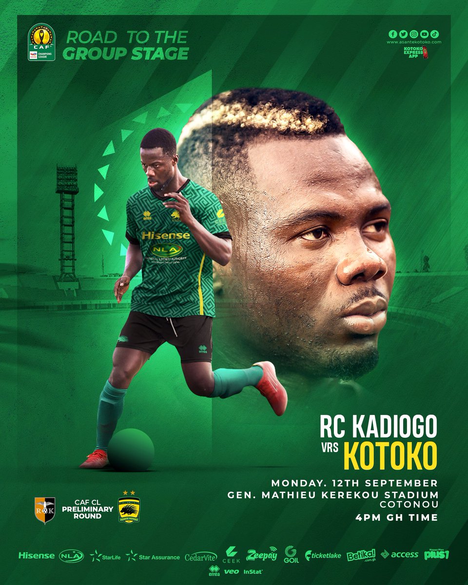 AsanteKotoko_SC's tweet photo. We’re back where we truly belong. 
CAF Champions league 🆚 RC Kadiogo of Burkina Faso 🇧🇫 

NB: Game will be played behind closed doors.

#AKSC
#CAFCL
#Fabucensus https://t.co/ZOg3KKk62V