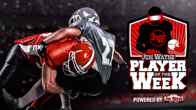 Aiden Nanez <a href="/AidenNanez/">Aiden Nanez</a> from O'Connor <a href="/NISDOConnorHS/">O'Connor High School</a> has been selected as a #JonWaynePlayeroftheWeek nominee after a big performance against Jay! Vote today until 2 pm on Tuesday!

You can vote once per hour! Good luck!

potg.jonwayne.com
<a href="/ocpantherfb/">OC Panther Football</a>
<a href="/OCathletics1819/">O’Connor HS Athletics</a>