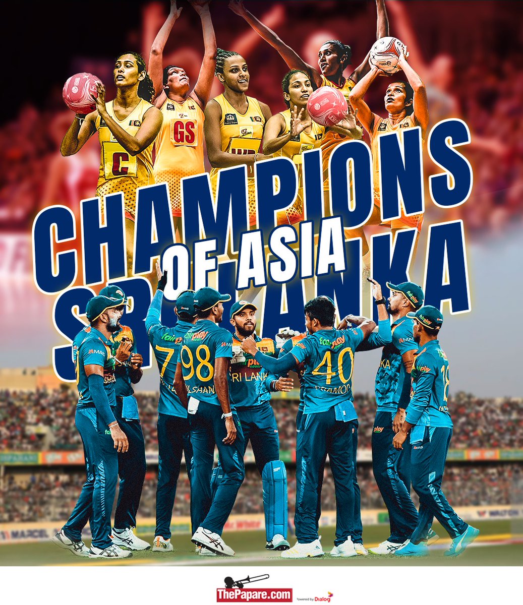 ThePapareSports's tweet photo. Take over Asia ✅ Congratulations to Sri Lanka Cricket and Sri Lanka Netball 🤴🏽👸🏾 

#AsiaCup2022 #ANC2022 https://t.co/Ji6i25uWsx