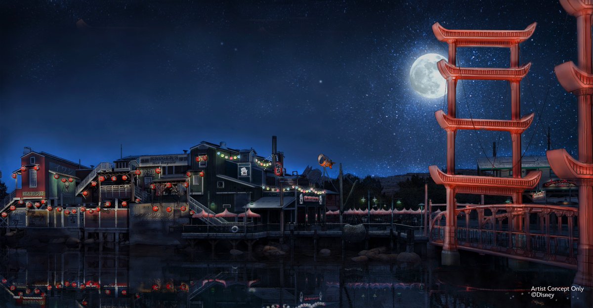 FIRST LOOK! Pacific Wharf at Disney California Adventure Park will be reimagined as San Fransokyo from the Walt Disney Animation Studios film “Big Hero 6,” and feature a place to meet Baymax as well as new spots to eat and shop. #D23Expo