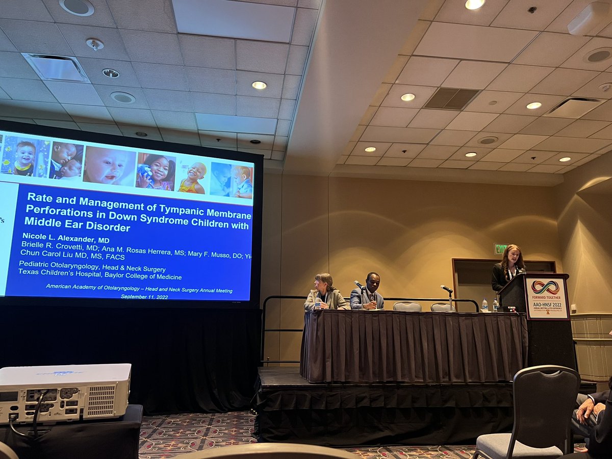 Congratulations to Dr. Nicole Alexander on her AAO-HNSF 2022 talk on “Rate and Management of Tympanic Membrane Perforations in down Syndrome Children with Middle Ear Disorder.” #OTOMTG22