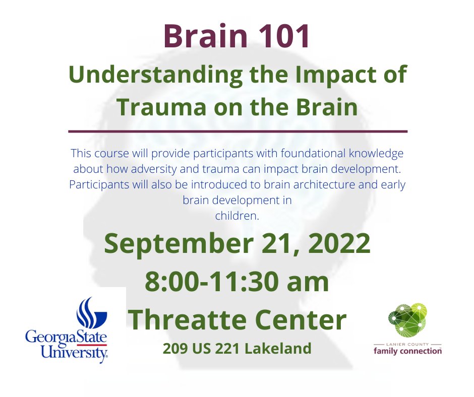 lanierfamcom1's tweet photo. Time is running out to register for our Brain 101 Training! Register Now at https://t.co/Z9XEidfSX2
#trauma #training #traumaresponsivegrant #traumainformed https://t.co/8ws67akfbd