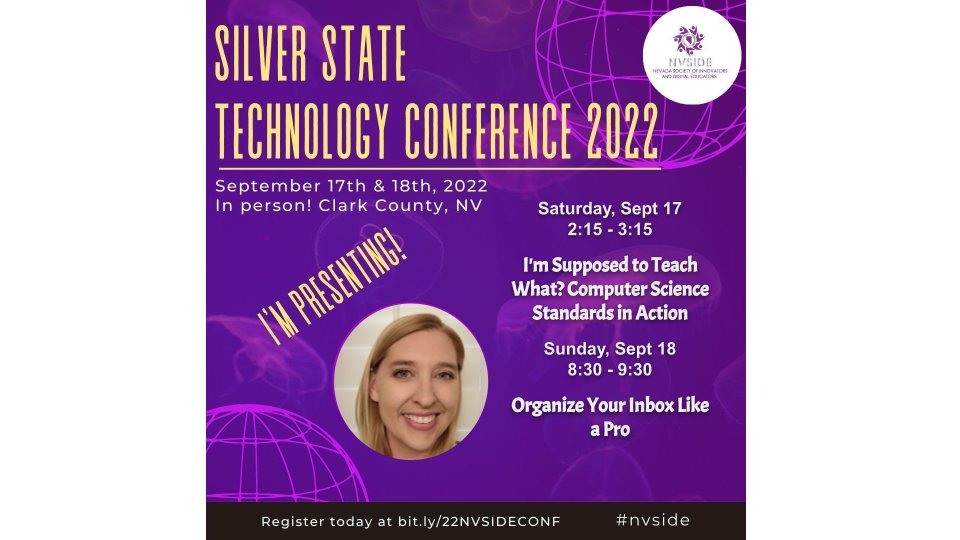 Are you going to the Silver State Technology Conference <a href="/_NVSIDE/">Nevada Society of Innovators and Digital Educators</a>?  I'll be there presenting two sessions.  Learn more about CS standard in NV and how to maximize your efficiency with <a href="/gmail/">Gmail</a>.  #NVSIDE #education #edtech <a href="/gegnv/">franco luciano</a> #teachnvchat #ccsd
