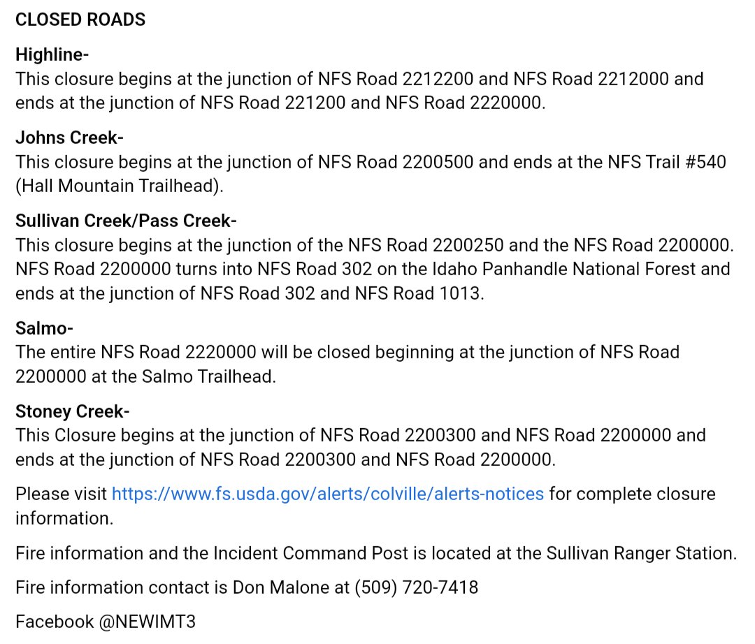 EWFIREANDHAZARD's tweet image. #ThorFire
#SlateFire
#SalmoFire
#GypsyRidgeFire

Thor Fire 1300 ac
Slate 620 ac
Salmo 320 ac
Gypsy Ridge 17 ac
Containment 0%

•Over the next few days, the fires are at a point to turn back to local resources
•Road and trail closures are still in place
inciweb.nwcg.gov/incident/8343/