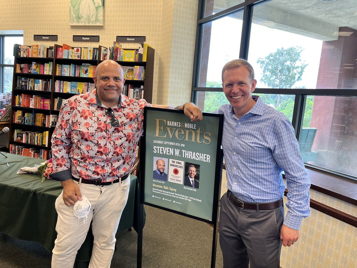 thrasherxy's tweet photo. Meant the world to me to be in conversation with my BFF @ryanlraffaelli at @BNVenturaCA. We made it, brother! (Masked event, came off just for the photo.) https://t.co/La8hEj7Mlb