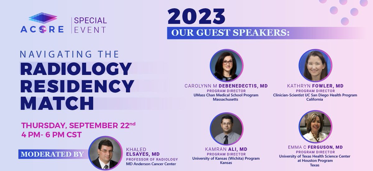 Join our biggest event of this year, "Navigating the Radiology Residency Match 2023" on Sep 22 at 4-6 PM CST!📢We are honored to host outstanding PDs at major US institutions.🌟🎉🎊
Register and share it with your friends:
bit.ly/3wNQmqz
Stay tuned!👌