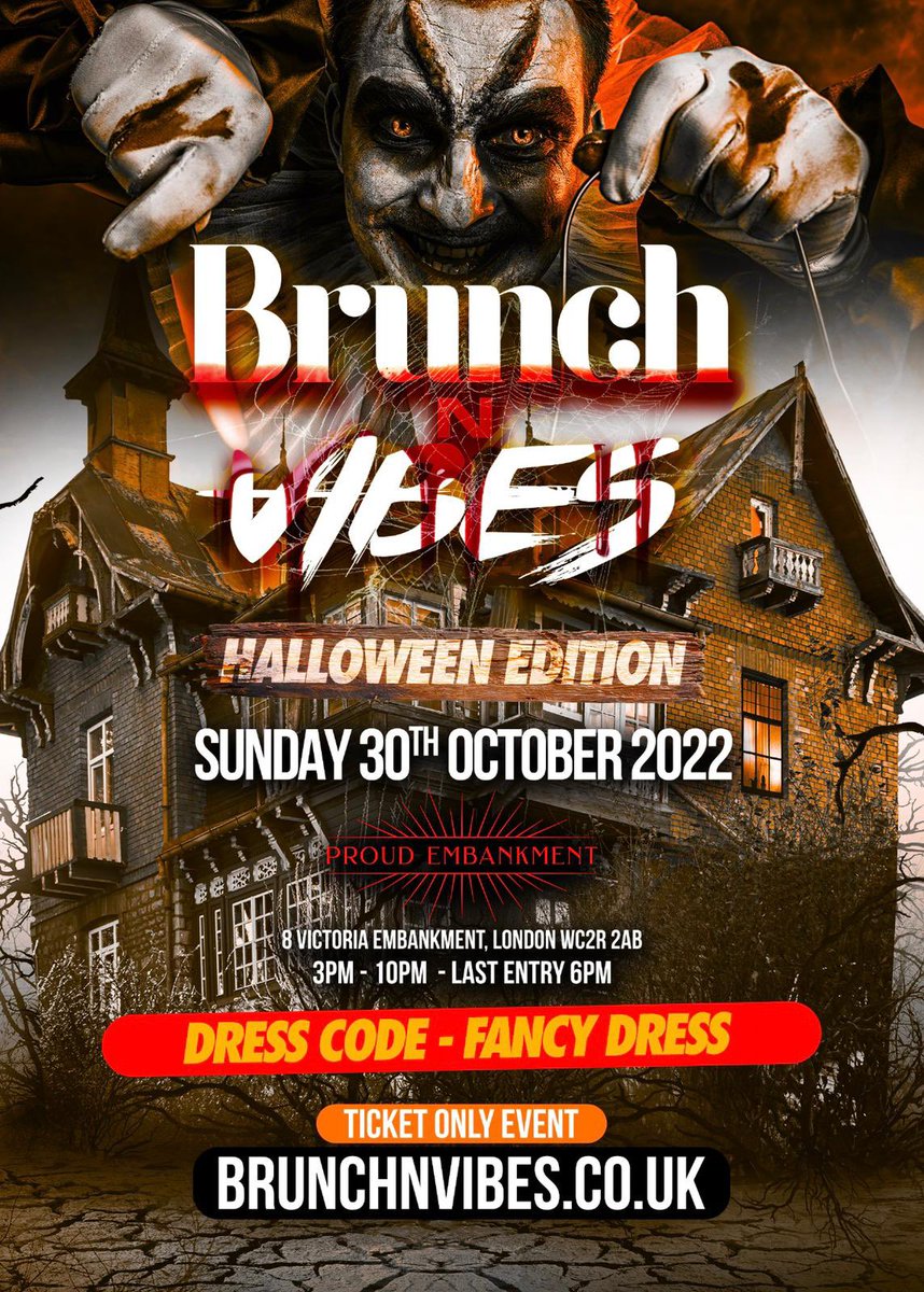 #BrunchNVibesHalloween - Sunday 30th October at Proud Embankment! 

Tickets Out Now!! 

eventbrite.co.uk/e/417469200617