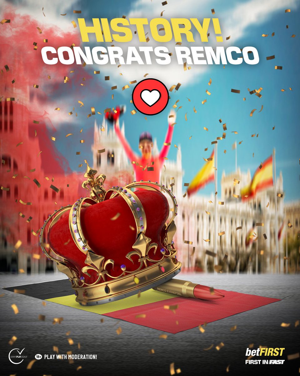 betfirst's tweet photo. YES! The first Belgian winner of a Grand Tour since 1978! 🔥
❤️ = Congratulations Remco Evenepoel!
#RemcoEvenepoel #Evenepoel #Remco #Vuelta #Mas #Spain #Cycling #QuickStepAlphaVinyl #betFIRST #Carapaz #Belgium #Roglic #Uran #Ayuso #LaVuelta #LaVuelta2022 #Vuelta2022 #Molano https://t.co/2FR1LMrXlI