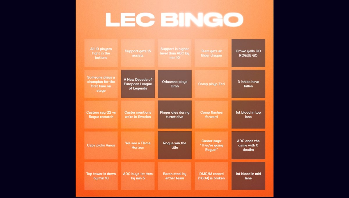 KeVaZi_'s tweet photo. BINGO! #LECBingo https://t.co/ExkG9Rk6gc