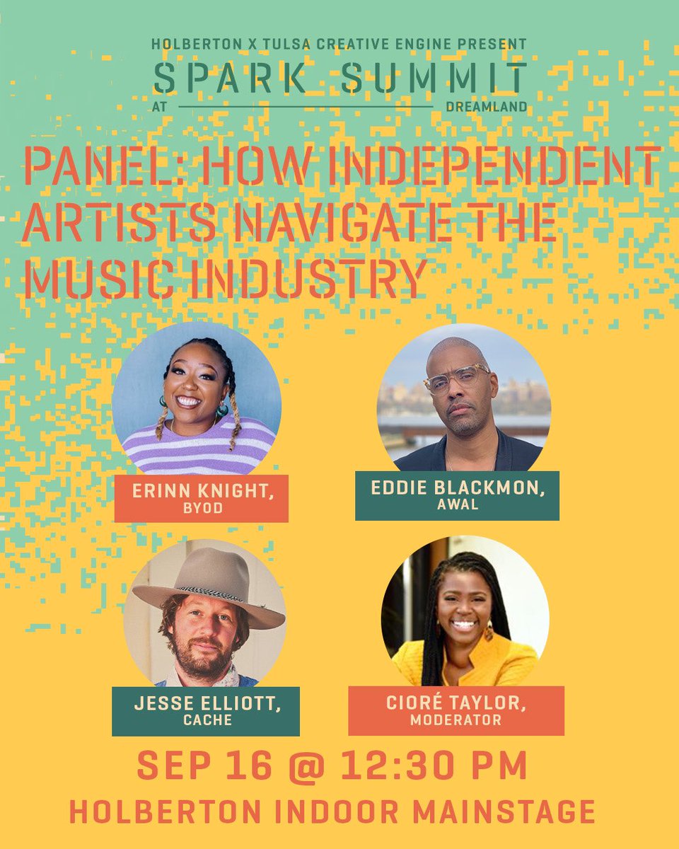 Tulsa Creative Engine (@tce918) on Twitter photo Musicians! This is for you. Come out Friday and hear <a href="/TheErinnAffect/">Erinn Knight</a> <a href="/EddieBlackmon/">Eddie Blackmon</a> and Jesse Elliott bring the wisdom. Register at TCESparkSummit.com. <a href="/dreamlandtulsa/">Dreamland Festival</a> Musicians! This is for you. Come out Friday and hear <a href="/TheErinnAffect/">Erinn Knight</a> <a href="/EddieBlackmon/">Eddie Blackmon</a> and Jesse Elliott bring the wisdom. Register at TCESparkSummit.com. <a href="/dreamlandtulsa/">Dreamland Festival</a>