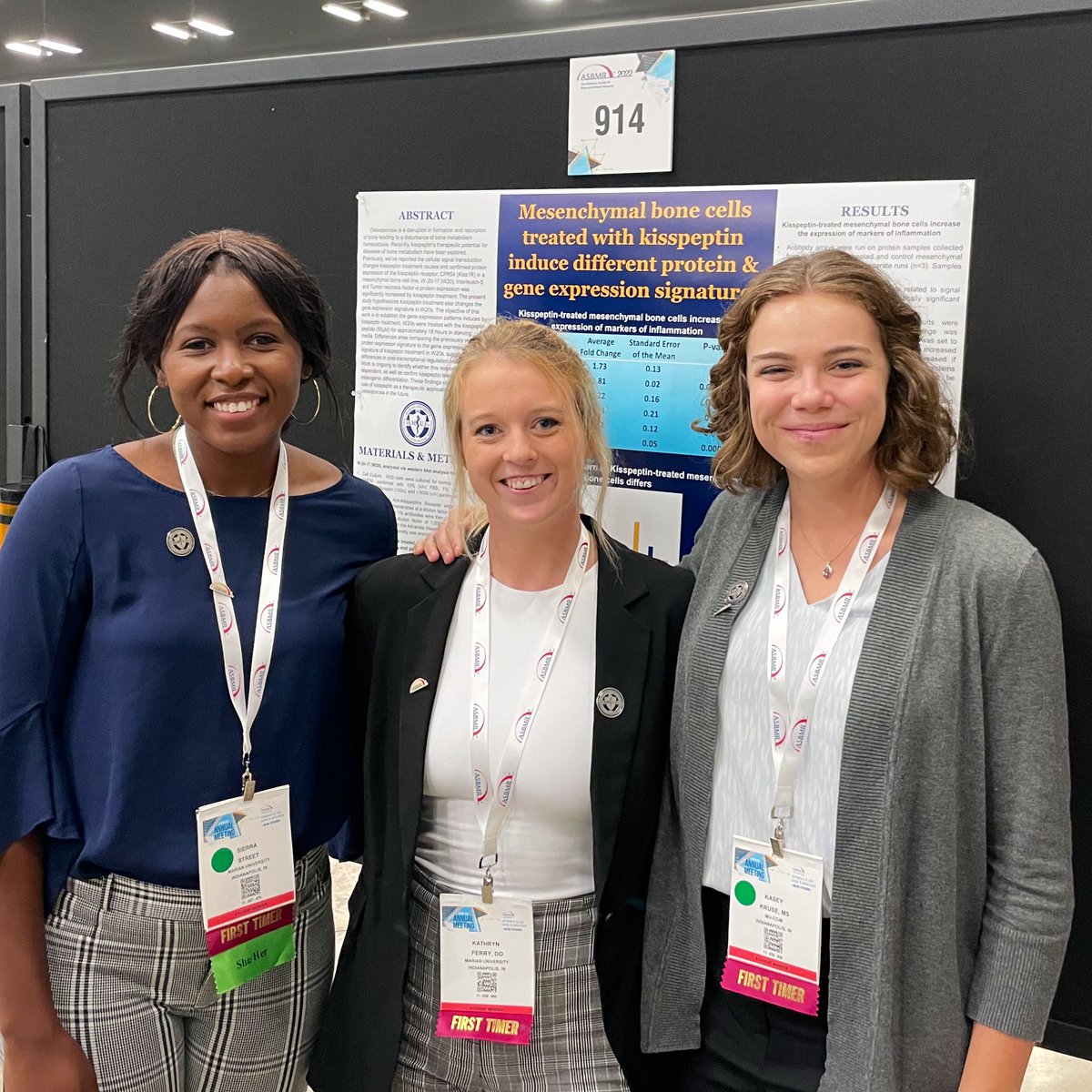 DrJuliaHum's tweet photo. Check out the @MarianUniv’s @bmresgroup work at posters 870 &amp; 914 🦴 NOW at #ASBMR2022

@kaseymkruse @katieperry899 @sierraaashley_ are representing our labs. 

#BMSsuccess #HumLab #LoweryLab @jw_lowery @MUCOM_BioMed @MUCOM_Indy @ASBMR https://t.co/Zu6lVgCPHY
