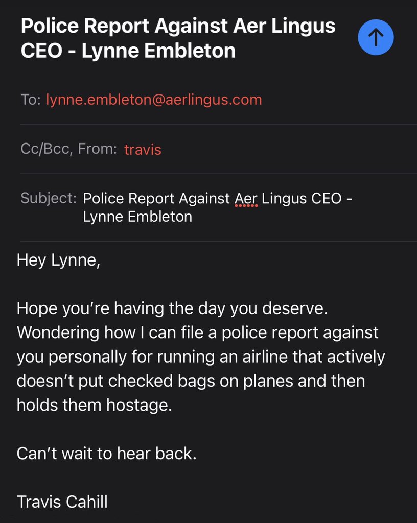 Just let me know a status update <a href="/AerLingus/">Aer Lingus</a>.