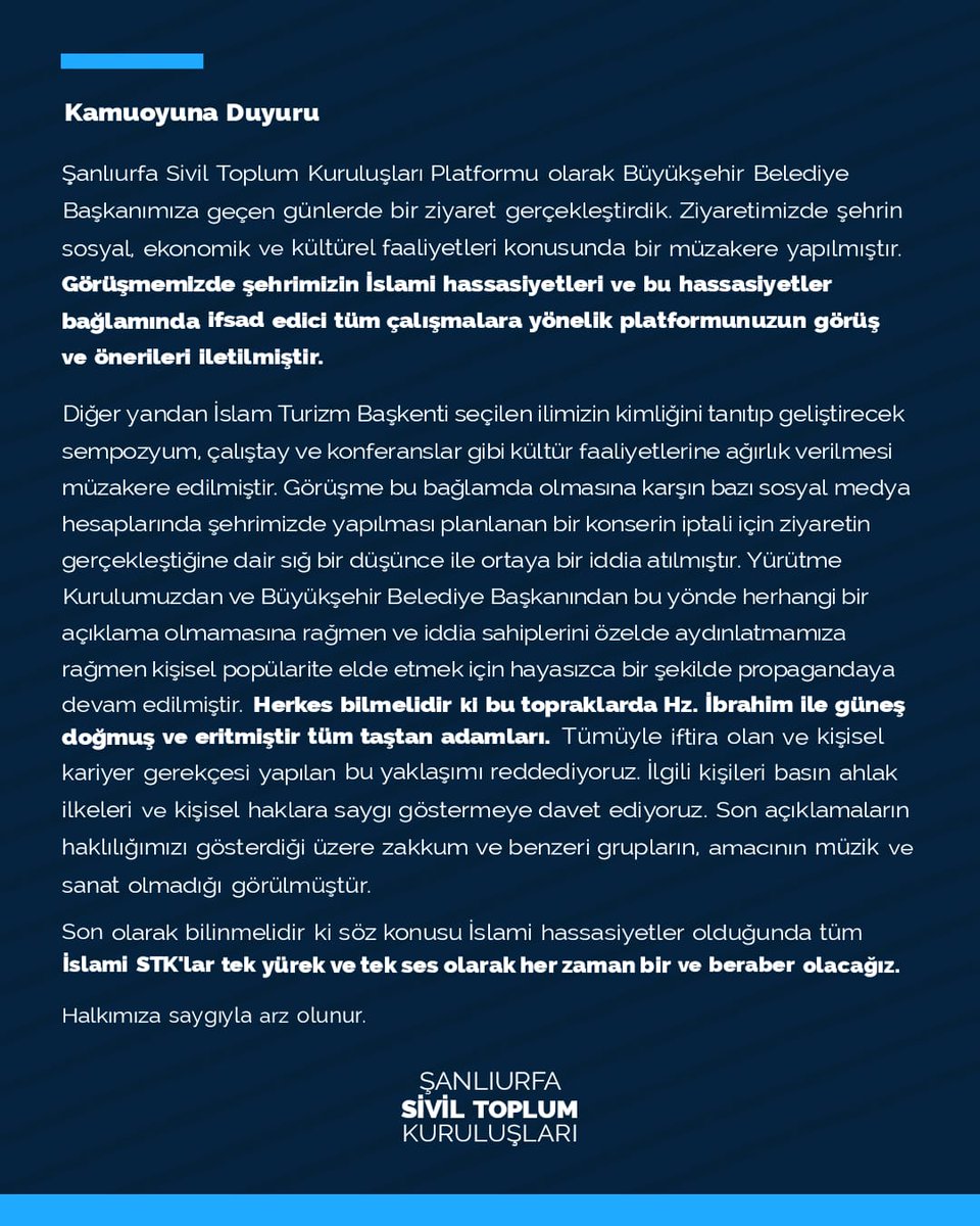 Şanlıurfa STK'larından kamuoyuna açıklama...