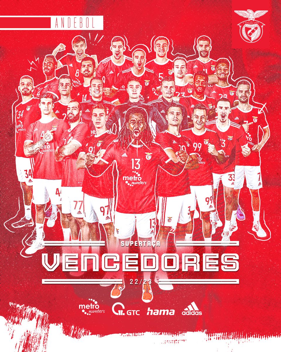 🏆 𝙑𝙀𝙉𝘾𝙀𝘿𝙊𝙍𝙀𝙎 DA SUPERTAÇA!

#AndebolBenfica #SóHáUmBenfica

#MetroNumbers #GTC #Hama <a href="/adidas/">adidas</a>