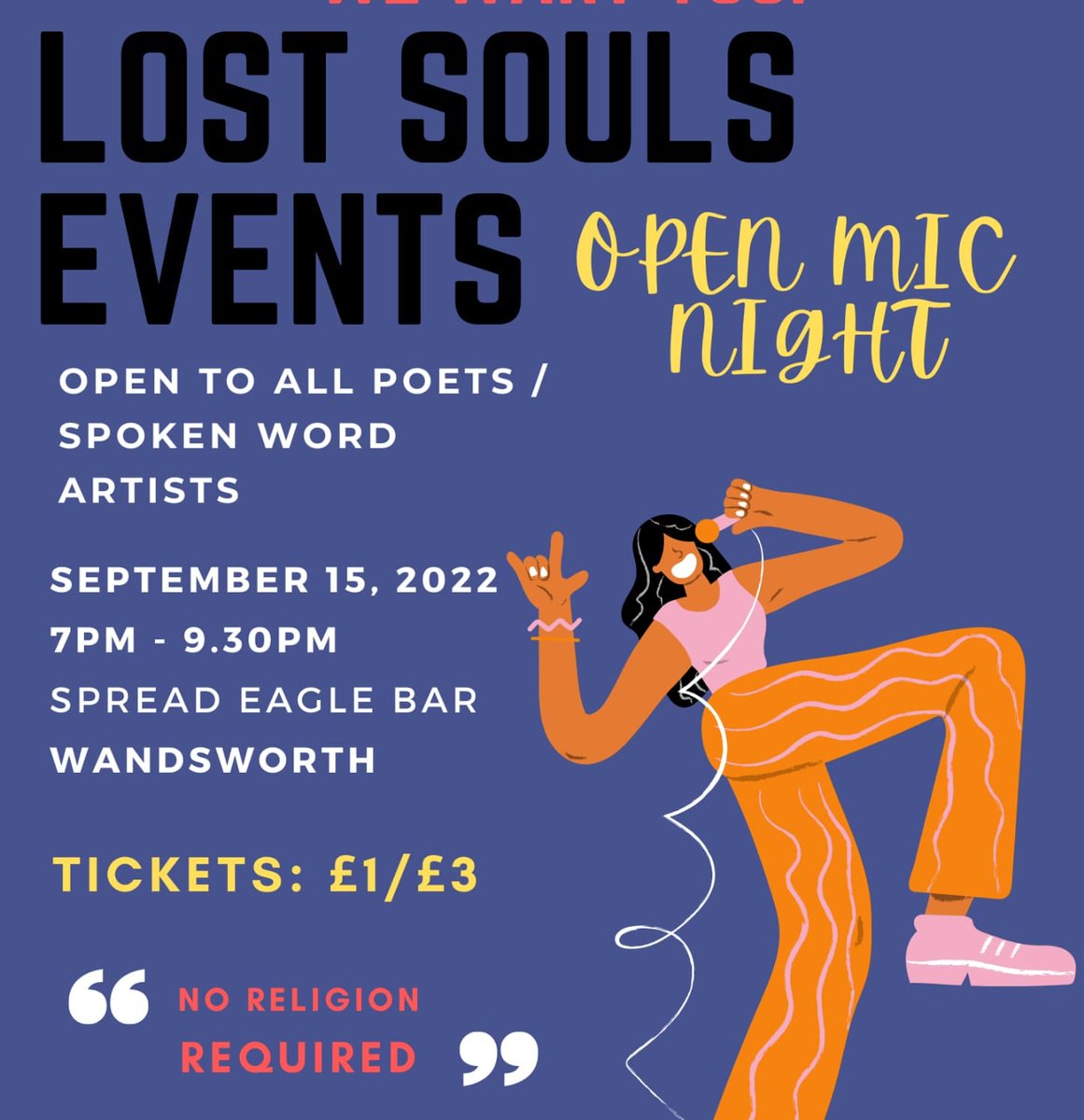 Greetings all, sharing details of my next event at the Spread Eagle Bar, Wandsworth, SW18 2PT. Tickets available on the door or from DesignMyNight #spokenword #poetry #londonpoet