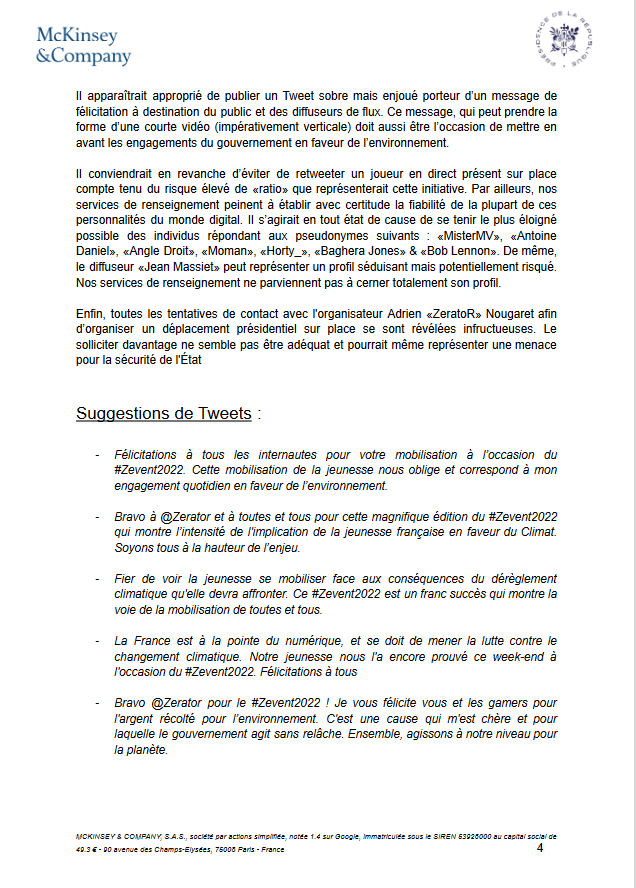OpjPetit's tweet photo. Les éléments de langage pour @Elysee de la part de @JeanMassiet  sur #ZEVENT2022, c'est cadeaux https://t.co/CL7zHHGHHR