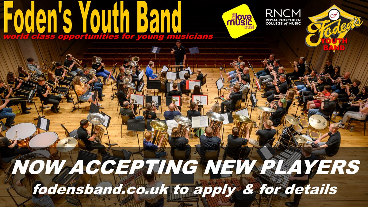Just 2 weeks until Foden's Youth Band are back for another academic year!

Come along and join us for some brilliant opportunities provided by our conductors and players Foden's Band

More info here: fodensband.co.uk/youth-band/fod…