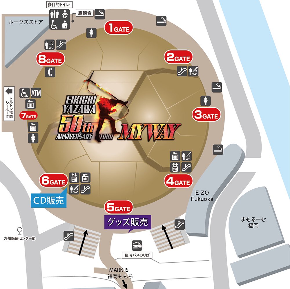 福岡paypayドーム 座席表です。 アリーナ席は基本的な配置図ですので