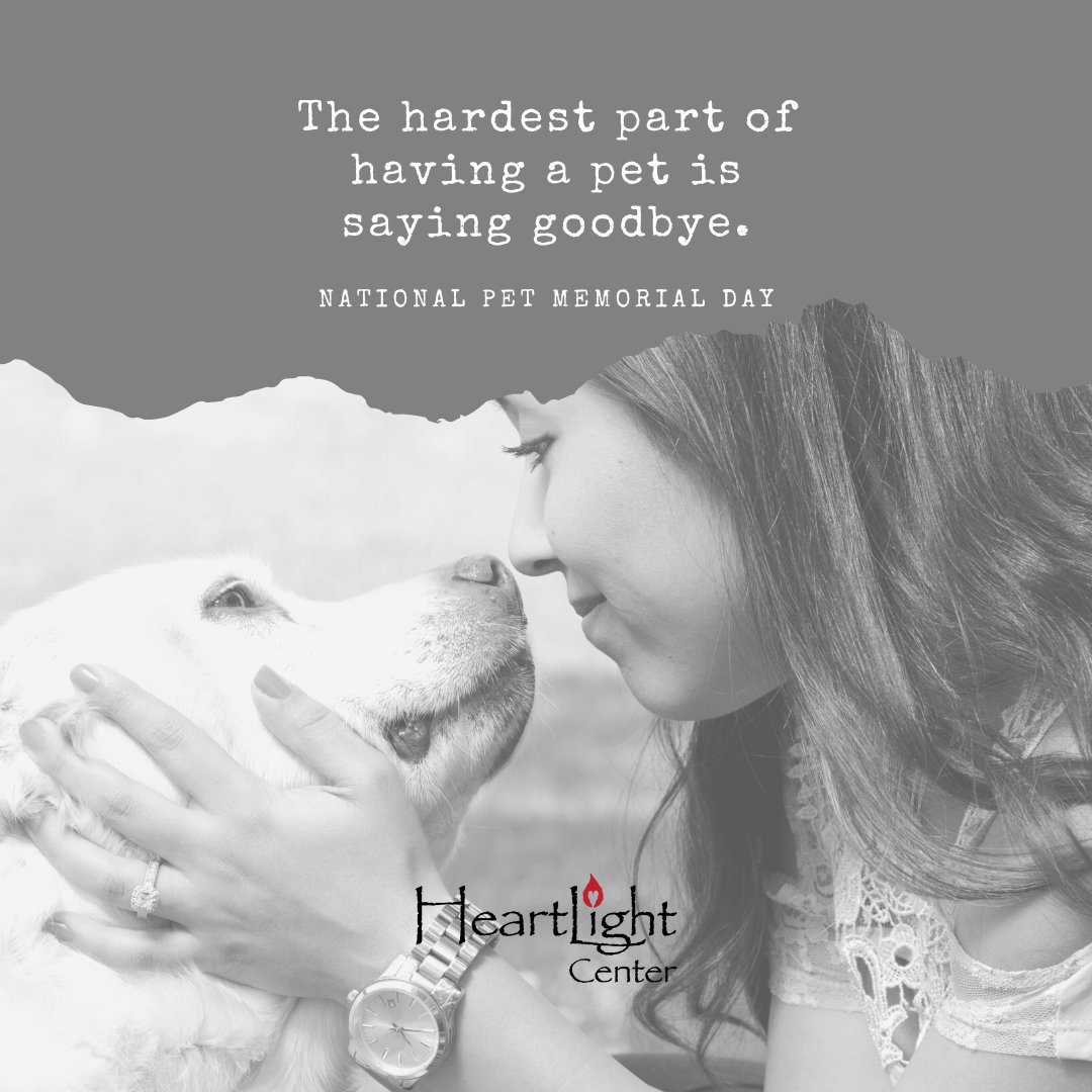 HeartLightCente's tweet photo. Remembering beloved pets everywhere, and thinking of those who are grieving today.
"The hardest part of having a pet is saying goodbye."
#NationalPetMemorialDay #PetLoss #Grief #HeartLightCenter #GriefAndLoss https://t.co/MUhNZAJj6O
