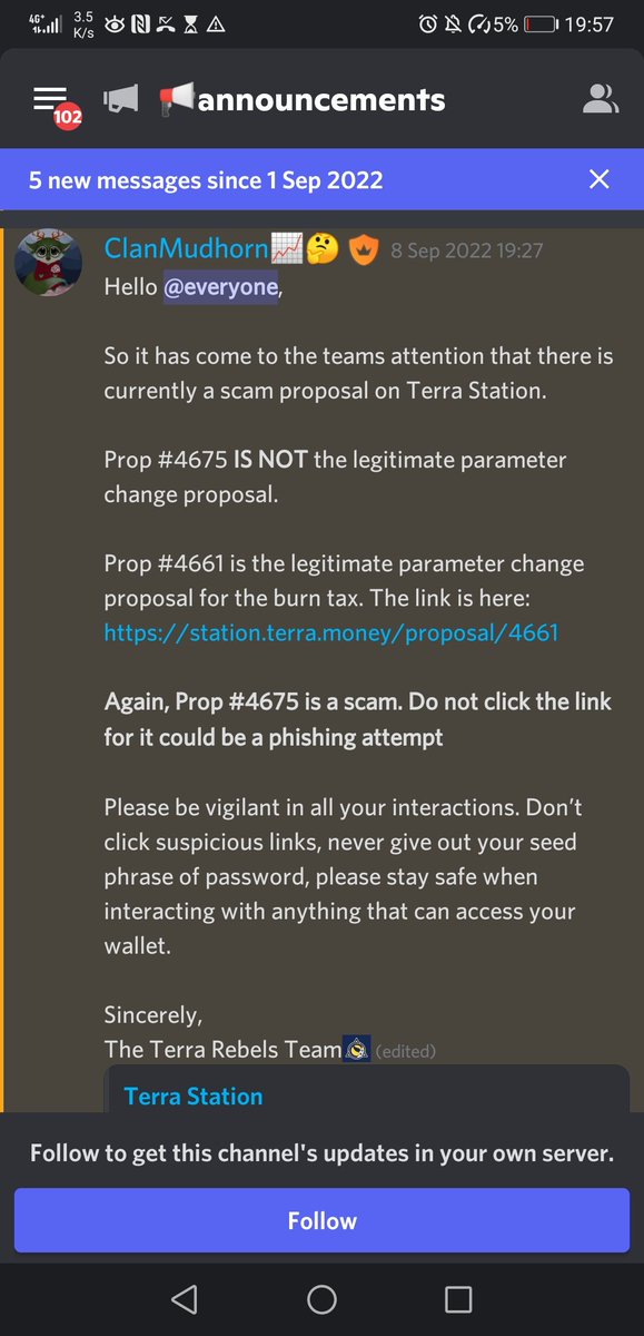 VegasMorph's tweet photo. Please don't click on that link ,is a scam proposal. My advise is to vote  NO with veto ,so he loses the deposit and maybe with that he stops trying this low end scam. #lunc https://t.co/AoBPfozq5Q