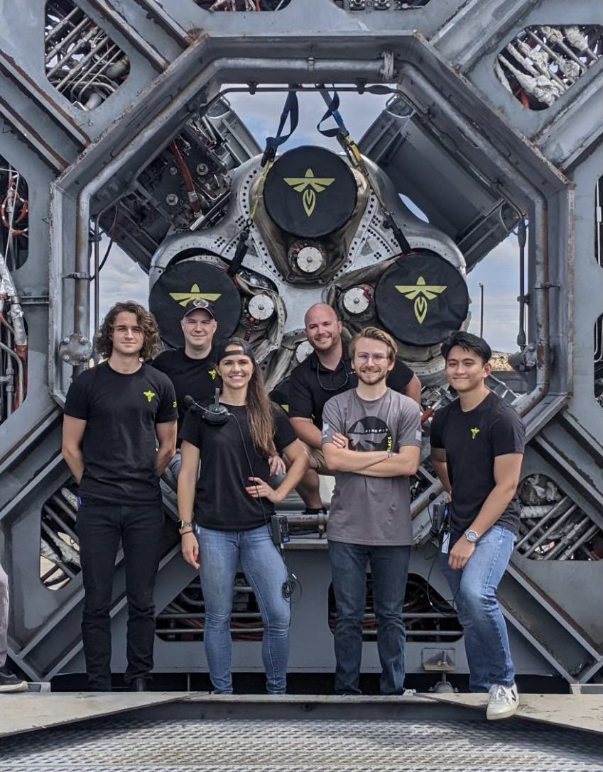 FireflySpace's tweet photo. Employee take over time! Launch Ops Team pictured here:

Justin folan 
Jacob tiller 
Meagan Roth 
Lucas Stafford 
Michael Perotuek 
Ethan Derikito https://t.co/thhHdysbNG